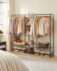 A SONGMICS open wardrobe rack with clothes hanging and shoes and accessories on shelves. Náhled obrázku produktu