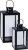2tlg Metall Laternen Set Schwarz Gartenlaterne Windlicht ca. H34/47cm Produktbild-Vorschau