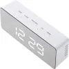 A white digital alarm clock with a mirrored LED display. Podgląd zdjęcia produktu