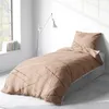 Bettwäsche 155x200 cm Baumwolle Beige Weiß Streifen Produktbild-Vorschau 4
