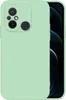 A light green phone case is shown on a white background, with a portion of a smartphone screen visible on the right. Produktbild-Vorschau