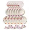 A set of floral patterned dinnerware and teacups is displayed against a white background. Produktbild-Vorschau