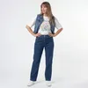 Jeanshose mit Stretch und Gummizug Straight-Jeans in Produktbild-Vorschau 3