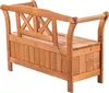 A wooden park bench with storage. Produktbild-Vorschau