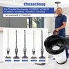 A man is holding a vacuum cleaner and a filter accessory, with several vacuum cleaner models displayed in the background. Produktbild-Vorschau