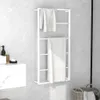 A white towel rack with two towels hanging on it, placed against a marble-tiled wall. Anteprima dell’immagine prodotto