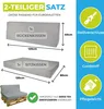 Diagrams and feature callouts for a two-piece cushion set designed for Europallets. Produktbild-Vorschau