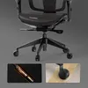 A close-up view of the base and wheels of a black office chair, with two inset images showing details of the gas lift and the wheel on a wooden floor. Náhľad obrázku produktu