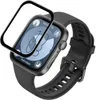 A screen protector is shown placed over a smartwatch. Voir les images du produit