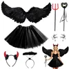 Halloween Kostüm Damen 7-teilig, Teufel Engel Set, Produktbild-Vorschau 1