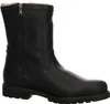 A black leather winter boot with a zipper and fur lining. Anteprima dell’immagine prodotto