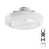 A white ceiling fan with an integrated LED light and a remote control, displayed against a white background. Náhled obrázku produktu