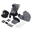 A collection of baby travel system components laid out on a white background. Náhled obrázku produktu