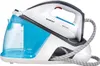 A steam ironing station with a water tank and iron on a white background. Produktbild-Vorschau