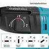 Close-up of a hammer drill's control panel and a diagram illustrating different operating modes. Produktbild-Vorschau