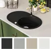 vidaXL Granitový kuchyňský dřez s jednou mísou oválný černý Náhled obrázku produktu 3