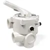 A white pool filter valve with a handle and multiple threaded connections, shown against a white background. Produktbild-Vorschau