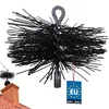 A chimney brush with a hanging tag and a smaller brush on a chimney in the background. Produktbild-Vorschau