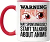 Warning May Talk About Anime Tasse Rot Geschenkidee Anime Produktbild-Vorschau 1