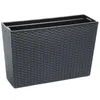 A dark grey rectangular planter with a woven texture. Produktbild-Vorschau