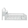 A white children's bed with a house-shaped headboard and a safety rail. Náhľad obrázku produktu