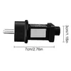 A black electrical adapter with measurement indicators. Produktbild-Vorschau