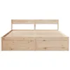 A wooden bed frame with drawers, shown from the front against a white background. Produktbild-Vorschau