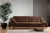 Komplette Couchgarnitur Dreisitzer Sessel Couch Braun Stoff Produktbild-Vorschau 2