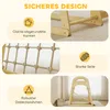 A collage of close-up images showcasing the features of a wooden Montessori climbing frame, with text overlays highlighting safety and durability. Podgląd zdjęcia produktu