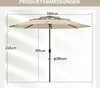 A diagram showing the dimensions of a beige patio umbrella. Podgląd zdjęcia produktu