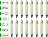 A grid of LED filament candle bulbs with descriptive text labels on the left. Produktbild-Vorschau
