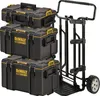 A set of three DeWalt ToughSystem 2.0 toolboxes stacked on a rolling cart. Voir les images du produit