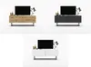 Collage of three different TV stands, each with a TV and decorative items. Produktbild-Vorschau