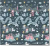 A colorful, cartoon-like pattern featuring fairytale elements like castles, dragons, knights, princesses, and unicorns on a dark background. Podgląd zdjęcia produktu