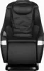 A black massage chair with silver accents, shown from the front. Produktbild-Vorschau