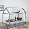 Homestyle4u Kinderbett 90x200 Hausbett Grau mit Bettkasten Produktbild-Vorschau 1