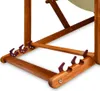A close-up view of the wooden frame and purple clips of a sun lounger. Produktbild-Vorschau