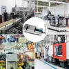 A collage of four industrial manufacturing scenes and a central close-up of a machine vise. Náhled obrázku produktu