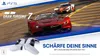 Two racing cars on a track, with game controllers in the foreground. Produktbild-Vorschau