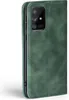 A green flip cover case for a Samsung Galaxy A51 phone is shown from the side. Produktbild-Vorschau