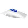A white vacuum cleaner bag with a blue plastic closure is shown against a white background. Produktbild-Vorschau