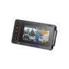 A black AZDOME M600 dashcam is shown against a white background. The dashcam's screen displays a live view of a road scene with navigation information. Produktbild-Vorschau