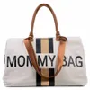 Mommy Bag Gross Canvas Offwhite Stripes Black/Gold Produktbild-Vorschau 4