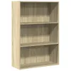 A three-shelf bookcase made of wood-look material. Náhľad obrázku produktu