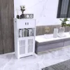 Badezimmerschrank mit Tür und offenes Fach 22x36x75cm Weiß Produktbild-Vorschau 2