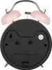 The back of a pink analog alarm clock. Voir les images du produit