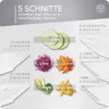 An infographic showing different cutting thicknesses and styles of vegetables and fruits. Anteprima dell’immagine prodotto
