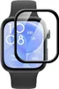 A screen protector is placed over a smartwatch display. Produktbild-Vorschau