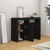 vidaXL Credenza con luci LED nera 115,5x30x75 cm Anteprima dell’immagine prodotto 7