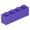 A single purple LEGO brick with four studs on top, isolated on a white background. Anteprima dell’immagine prodotto